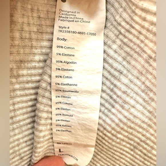 Fabletics | High Neck Rib Built-In Bra Tank | Heather Gray | L - Picture 4 of 9